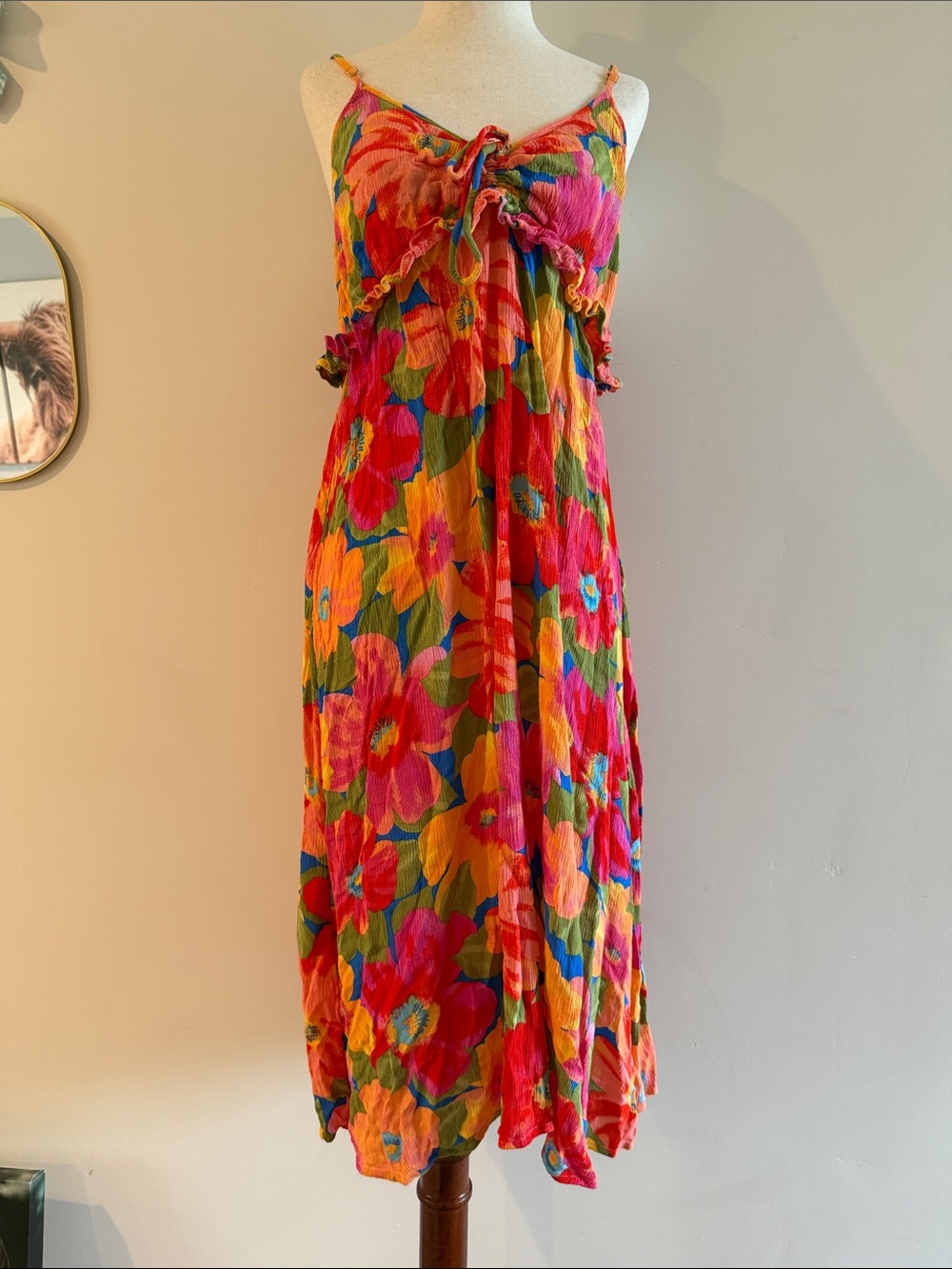 Billabong Floral Maxi Dress in Pink, Orange & Green